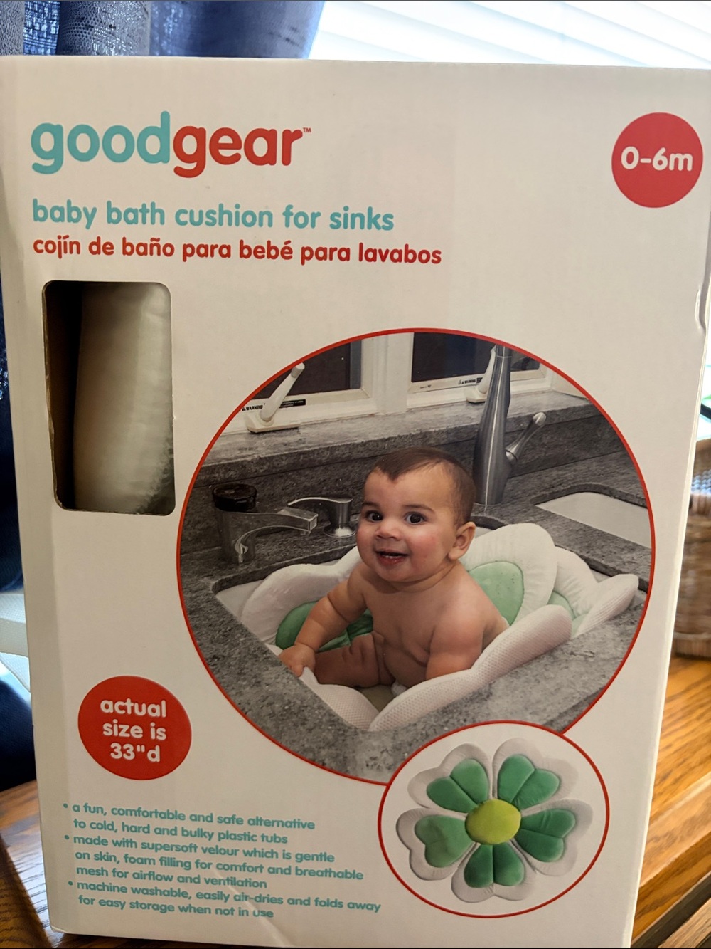Good Gear Baby Bath Cushion for Sinks - White & Green